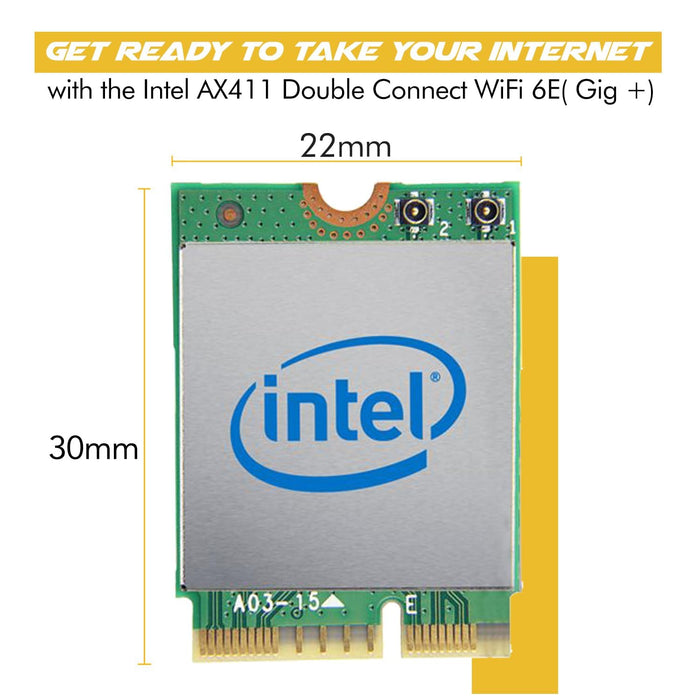 Intel AX411 WiFi 6E Adapter | Tri-Band Wireless | Up to 3.0 Gbps | CNVio2 M.2 Format for PCs | Bluetooth 5.3 Support | For Intel 12th Gen and Newer CPUs, Windows 10/11, Linux | Model AX411NGW
