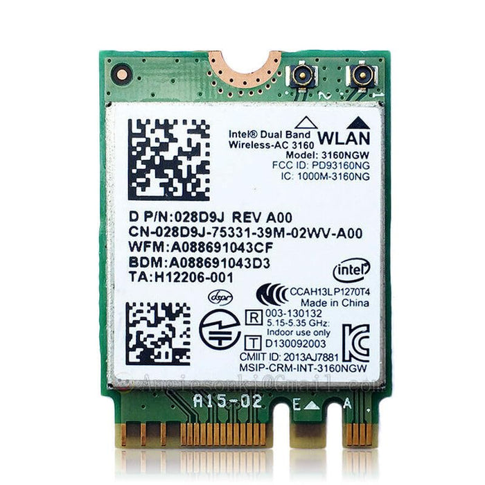 Intel Wireless-AC 3160 Legacy Wi-Fi Adapter | 433Mbps WiFi with Bluetooth 4.0 | 2.4GHz & 5GHz Network Card | 3160NGW